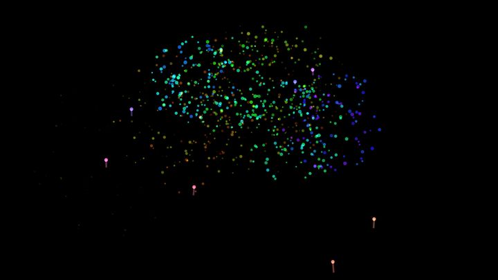 Fireworks screensaver world on a TV