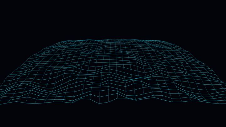 Wireframe Terrain screensaver world on a TV